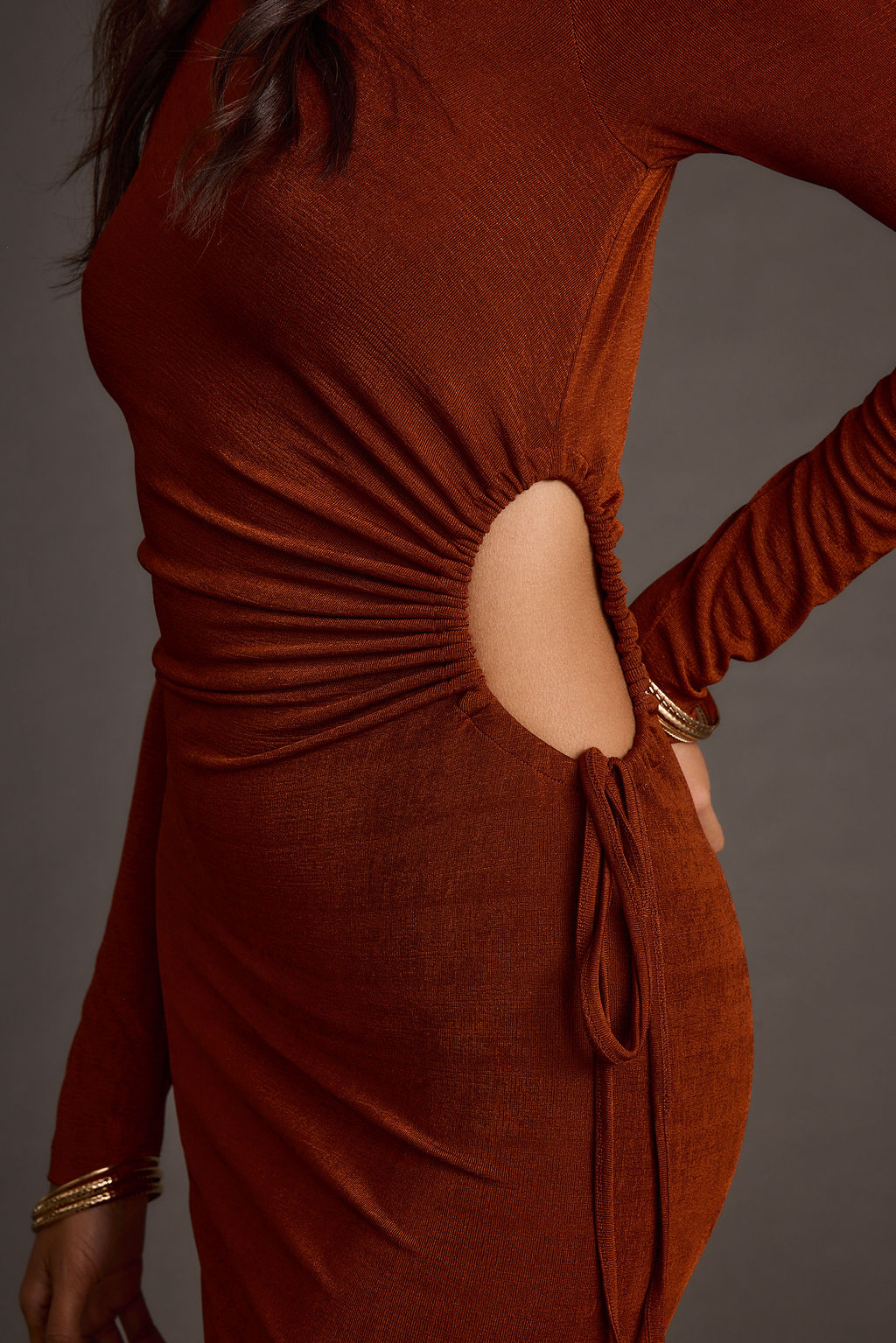 Aftergold Rust Cutout Midi Dress