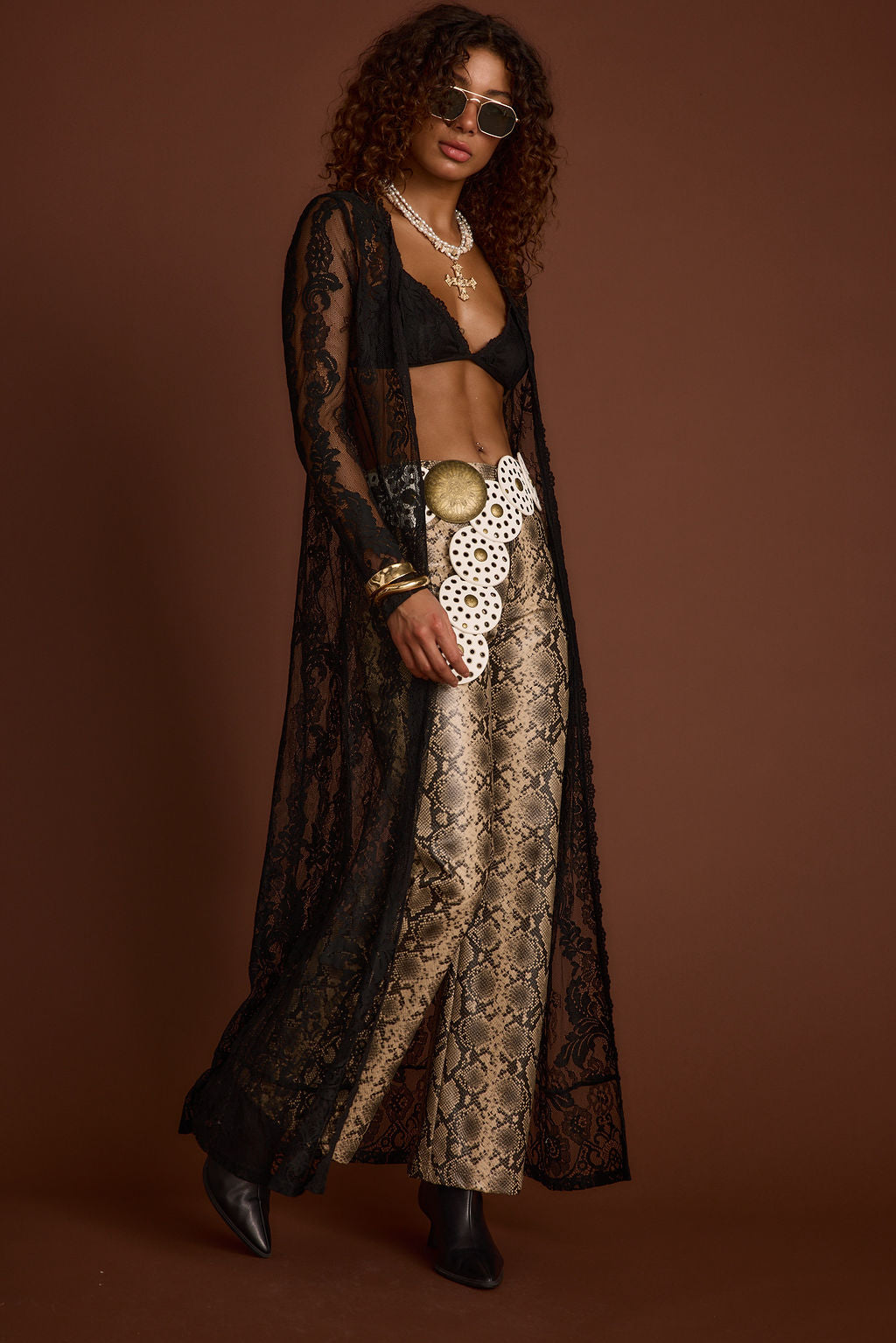 Ambrose Black Lace Kimono