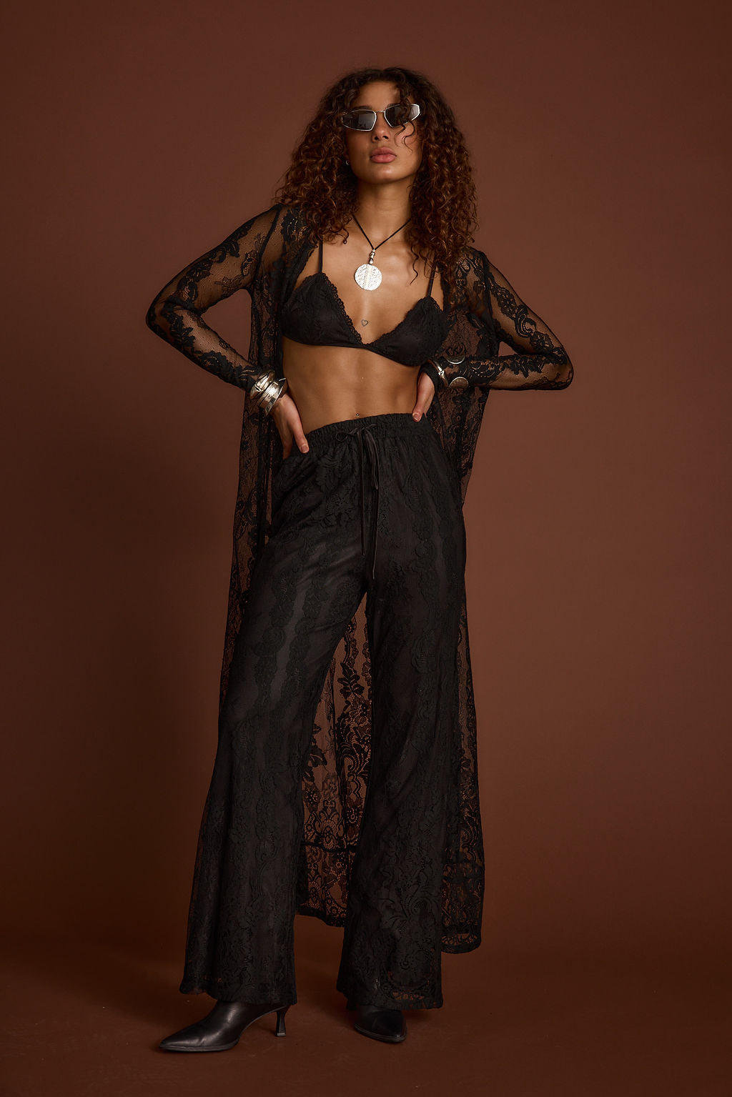 Ambrose Black Lace Kimono